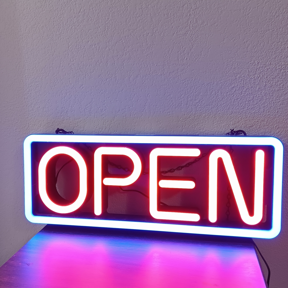 Neon Open Sign with Blue Border - Picture 4 of 7